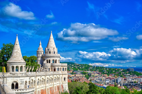 Fisherman's Bastion, located in the Buda Castle complex, in Budapest, Hungary.