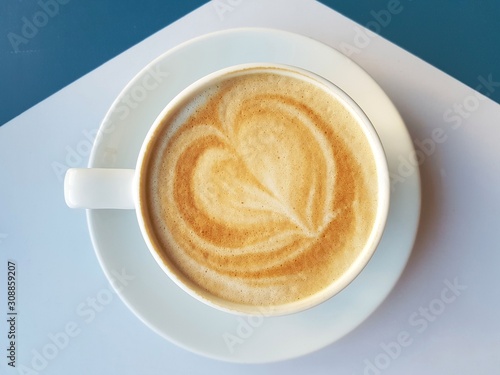 A cup of coffee latte art.