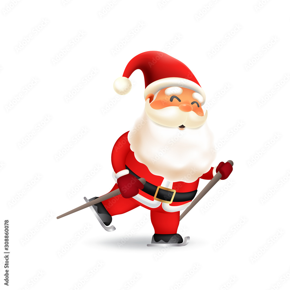 Cute santa claus ice skating isolated on white background. vector illustration for celebrate christmas and happy new year. can use for greeting card, banner, background, social and print media. Cute santa claus ice skating isolated on white background. vector illustration for celebrate christmas and happy new year. can use for greeting card, banner, background, social and print media.