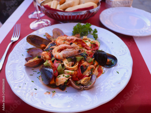 Pasta with shrimps in Italy