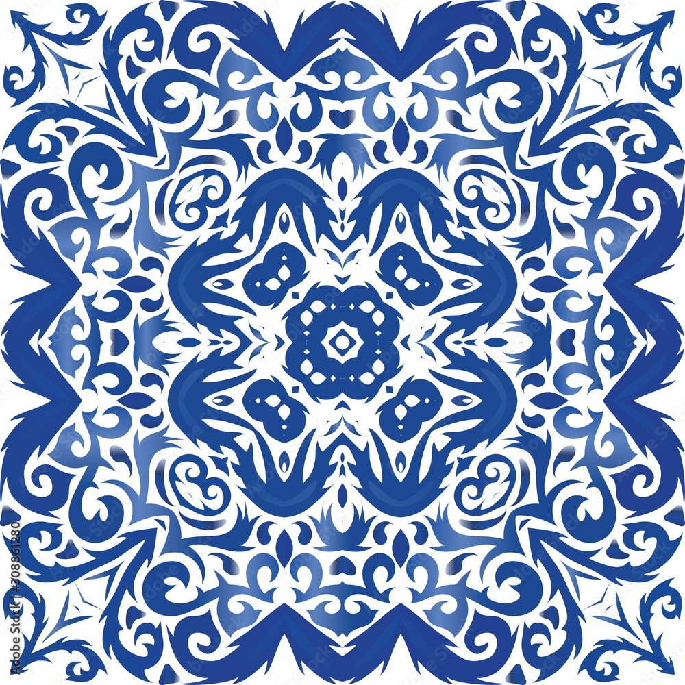Fototapeta premium Antique azulejo tiles patchwork.
