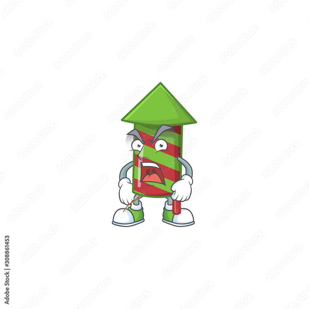 Mascot of angry green stripes fireworks rocket cartoon character design  Stock Vector | Adobe Stock