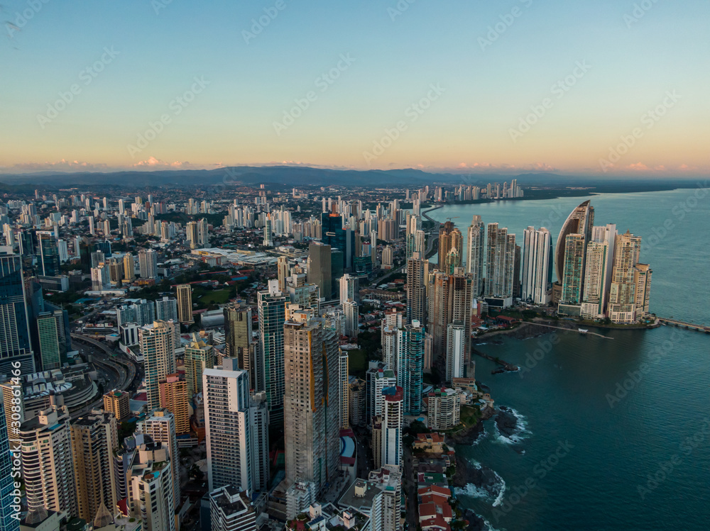 Beautiful aerial view of the City of Panama 