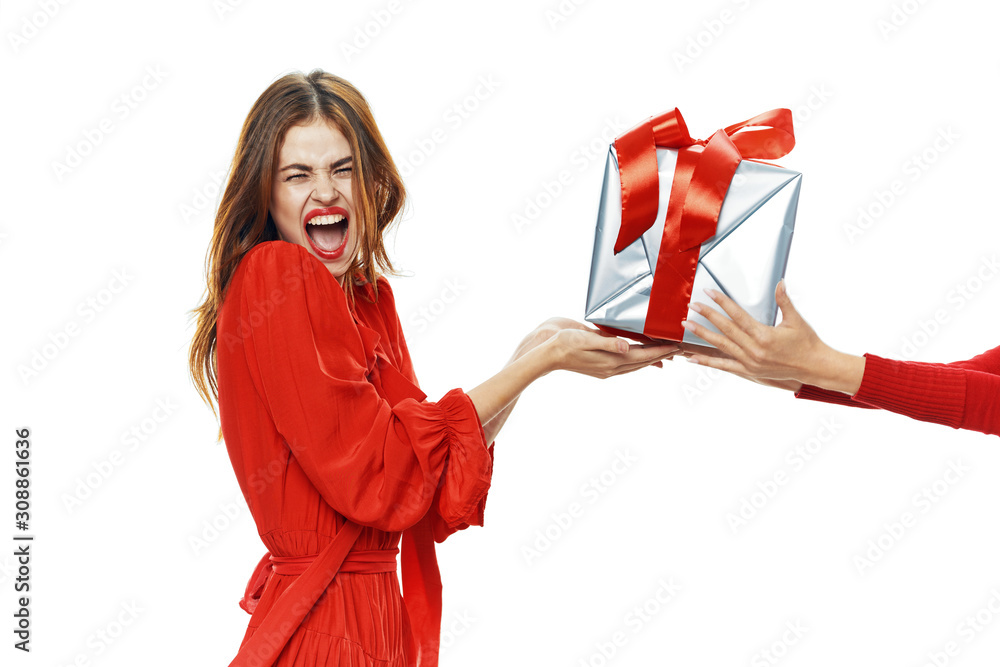 Fototapeta premium girl with gift