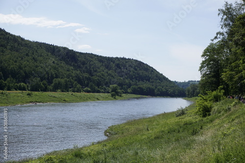 The Elbe river between Kurort Rathen and Stadt Wehlen in Saxon Switzerland