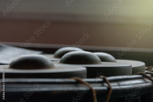 Gong,Thai musical instrumentmade from metal and wood photo