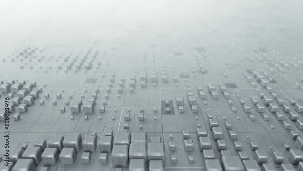 White metallic cubes on grunge surface. Seamless loop dolly shot. 3D render smooth animation 4k UHD 3840x2160 White metallic cubes on grunge surface. Seamless loop dolly shot. 3D render smooth animation 4k UHD 3840x2160