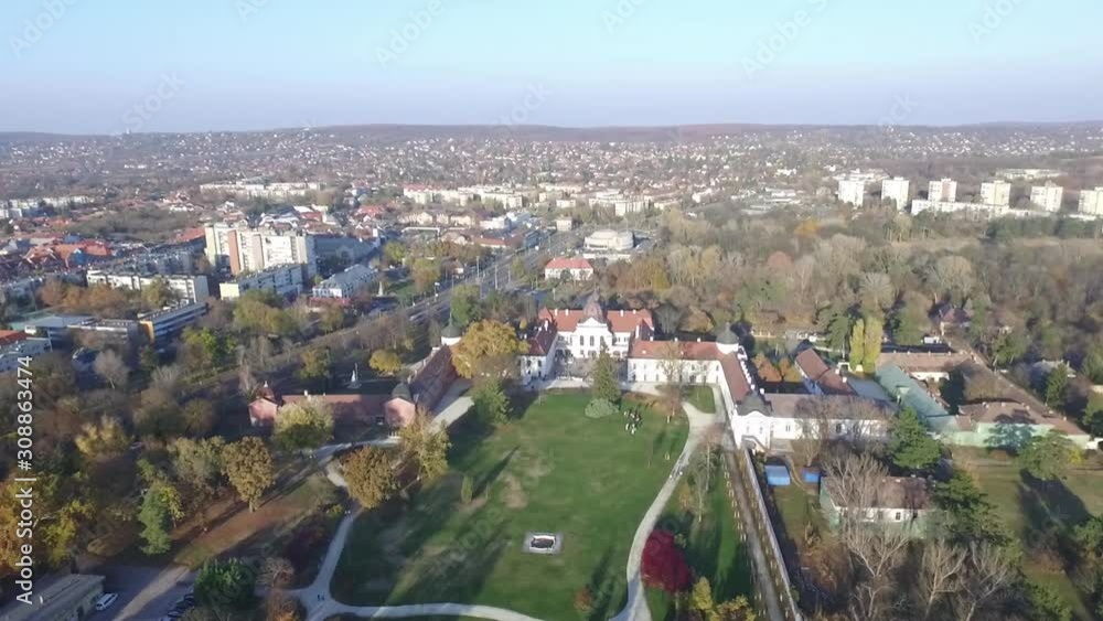 Drone perspective of Royal Palace of Gödöllő. Godollo at beatiful sunny day Budapest, Hungary Drone perspective of Royal Palace of Gödöllő. Godollo at beatiful sunny day Budapest, Hungary