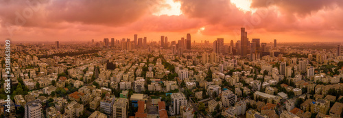 Tel Aviv, Ramat Gan, Givatayim aerial view in Israel photo