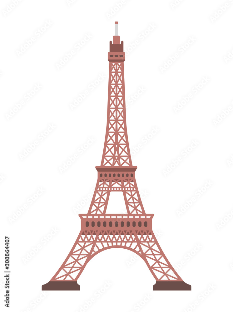 Eiffel tower - France , Paris / World famous buildings vector illustration.
