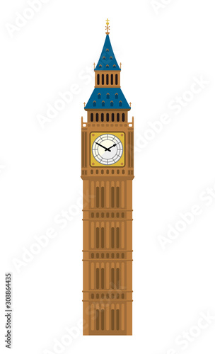 Big ben - UK, London / World famous buildings vector illustration.