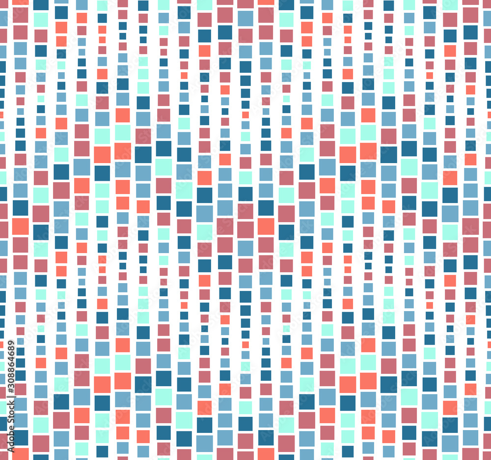 Seamless pattern, background, texture. Geometric elements, squares. Colored mosaic. On white. Graphic design element. Seamless pattern, background, texture. Geometric elements, squares. Colored mosaic. On white. Graphic design element.