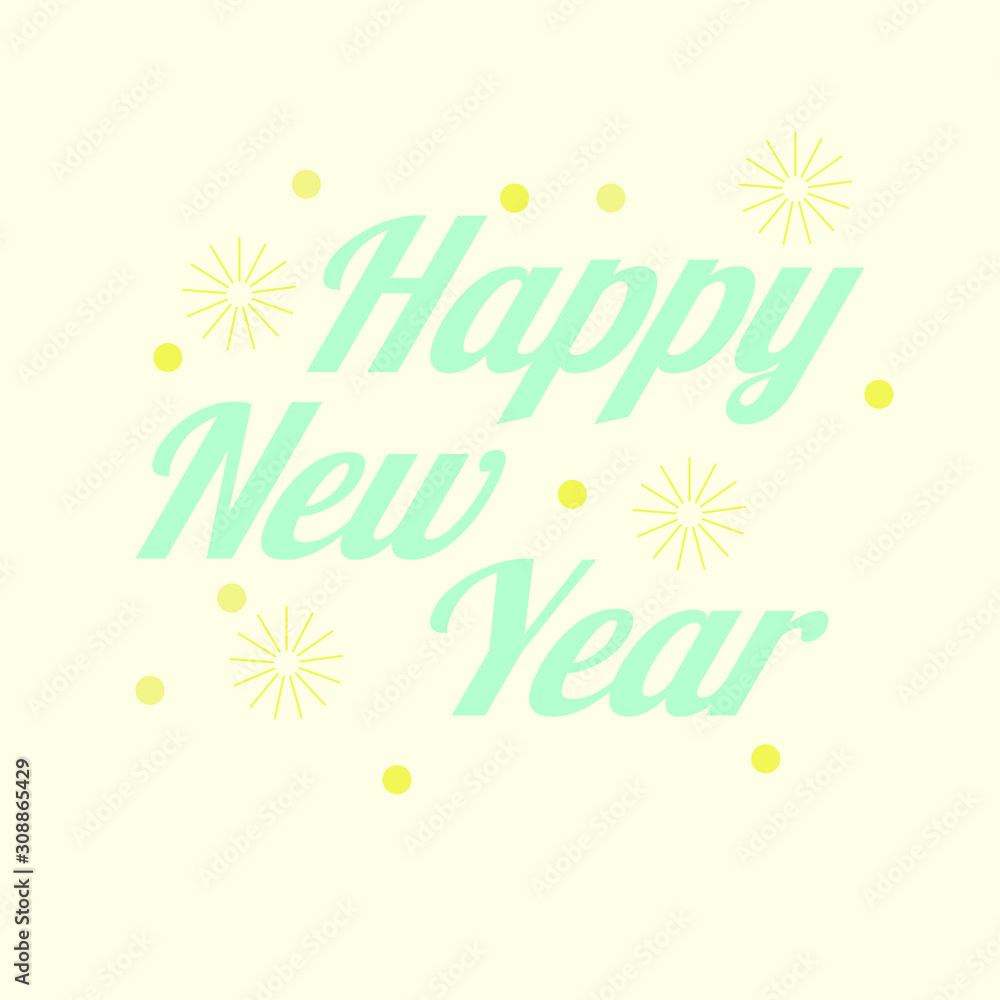 Happy New Year. Holiday Vector Illustration With Lettering Composition And Burst
