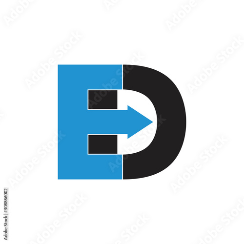 letter ed geometric arrow logo vector photo