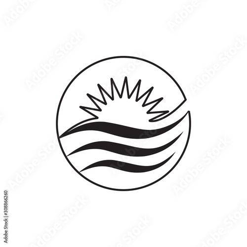 sun waves circle outline design vector