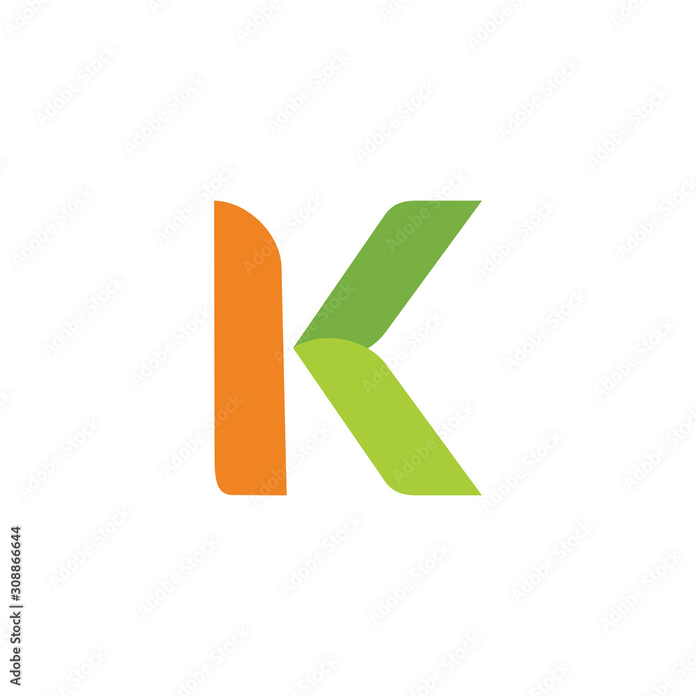 letter k simple curves leaf geometric logo vector