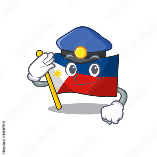Flag philippines Cartoon character dressed as a Police officer