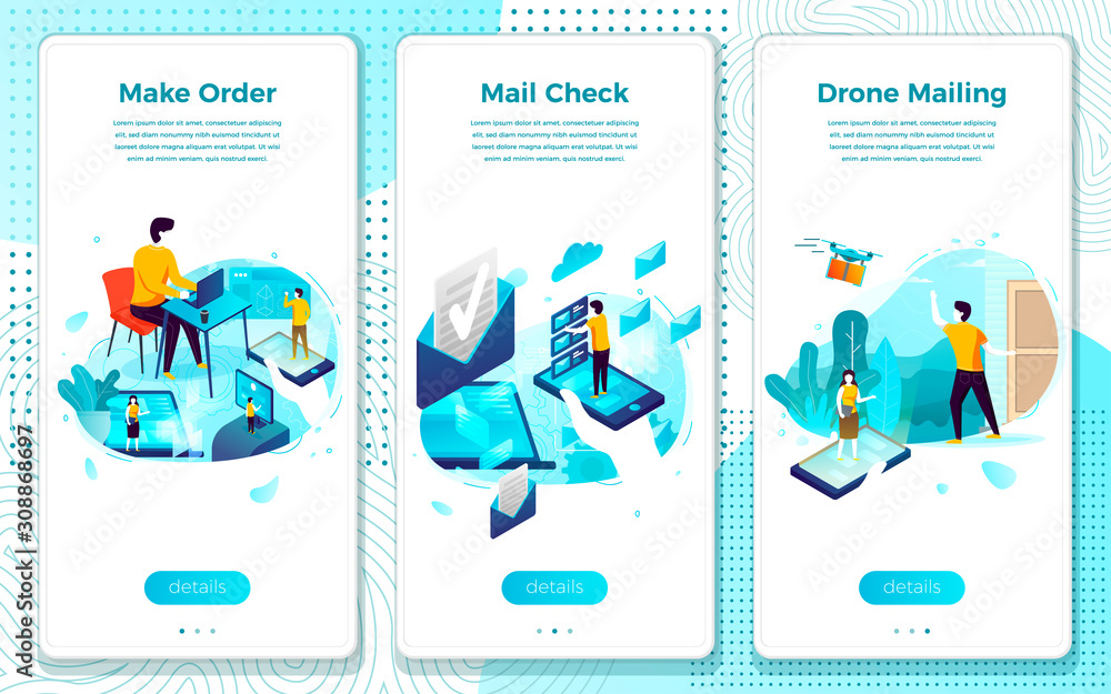 Fotografie Vector online shopping, mail check, drone delivery