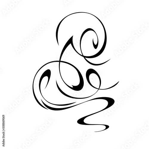 ornament 972. decorative abstract ornament with curls in black lines on a white background
