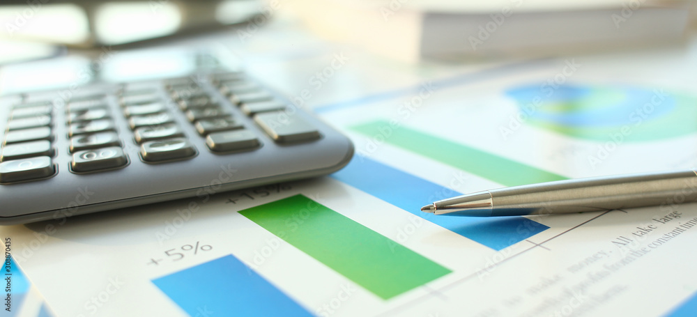Obraz premium Financial statistics documents ball pen