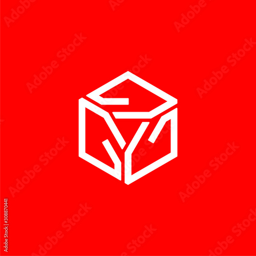 Initial letter triple G's logo template with 3d cube line art hexagonal box in flat design illustration