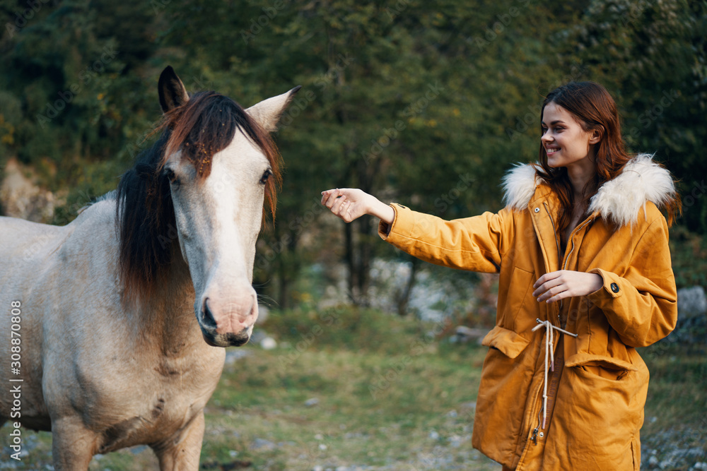 Fototapeta premium girl with horse