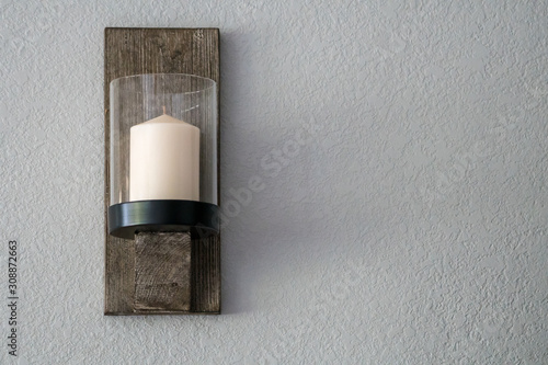 Quadro em tela wall hung candle sconce rustic wood.