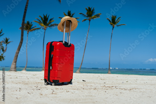 suitcase on beach