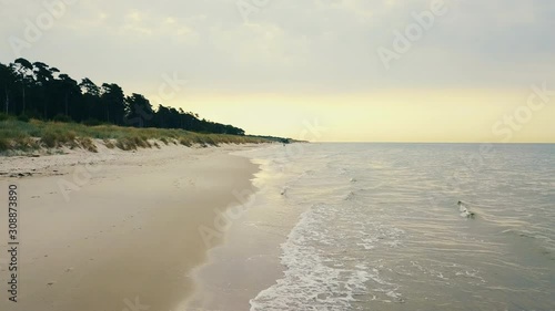 Wallpaper Mural drone flying tight above the water of the baltic sea at the swedish coast in the skane district Torontodigital.ca