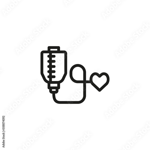 Blood donation thin line icon. Dropper, helping, saving lives isolated outline sign. Donation and charity concept. Vector illustration symbol element for web design and apps