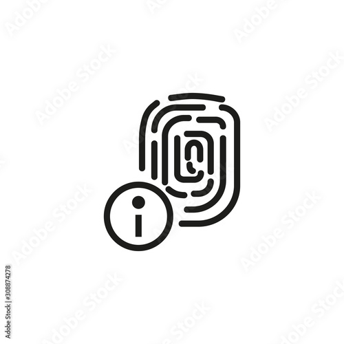 Fingerprint info thin line icon. Biometric, identification, security isolated outline sign. Safety and authorization concept. Vector illustration symbol element for web design and apps