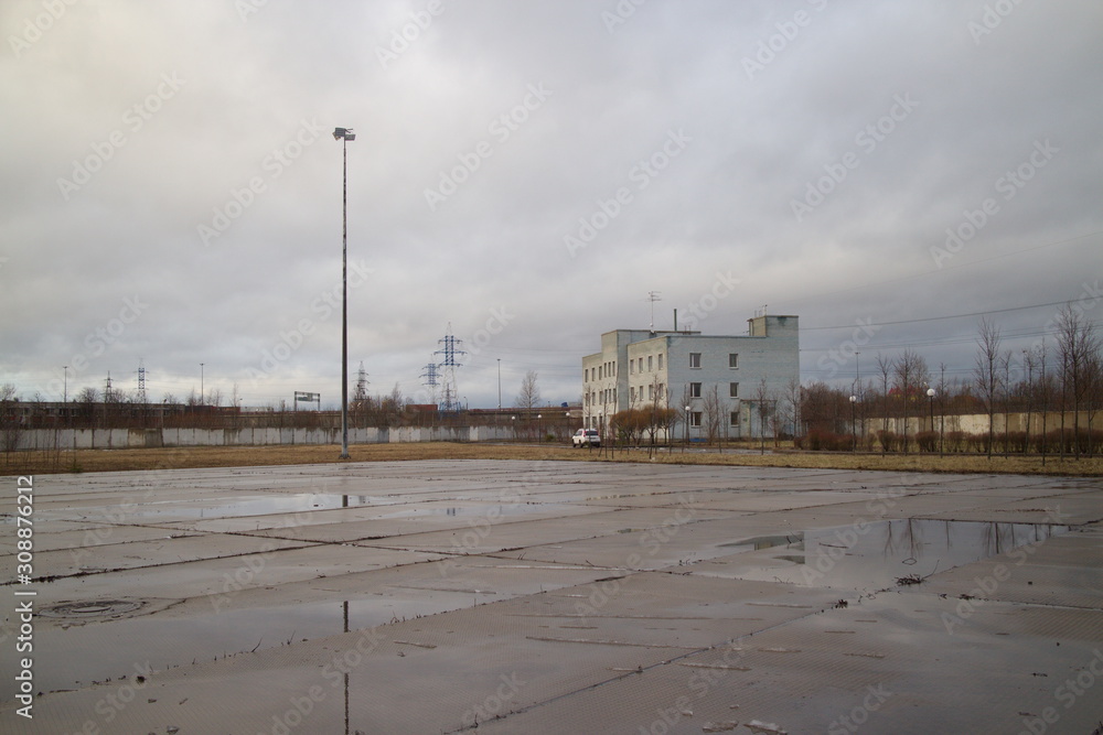 Industrial zone on the outskirts of a big city in autumn Industrial zone on the outskirts of a big city in autumn