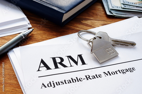 Adjustable Rate Mortgage ARM papers in the office. photo