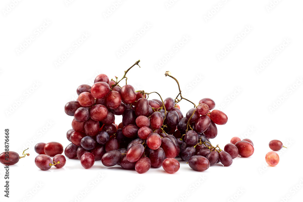 Fototapeta premium Bunch of fresh ripe juicy grapes on white