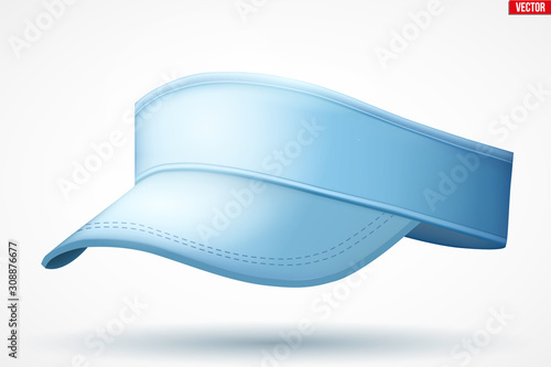 Layouts of tennis cap visor. A template example sport cap. Woman sport tennis apparel. Perpective view. Editable Vector Illustration isolated on white background.