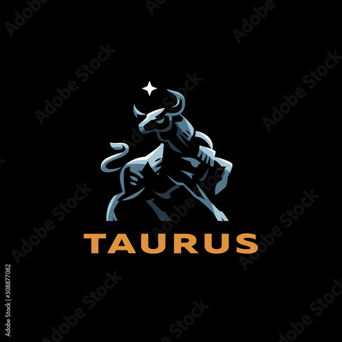 Muscular Bull with horns.