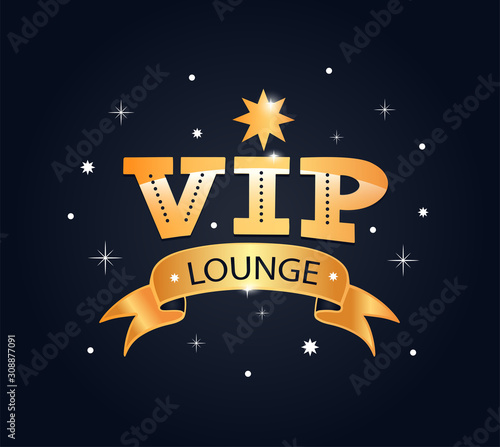 Vip lounge lettering phrase, sticker, logo. Creative composition
