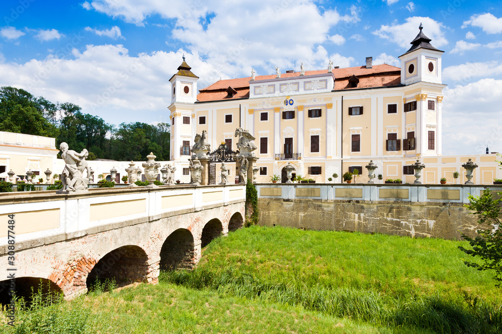 baroque Milotice castle and gardens, South Moravia, Czech republic