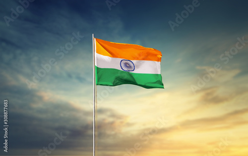 INDIA FLAG FLYING HIGH TRICOLOUR FLAG