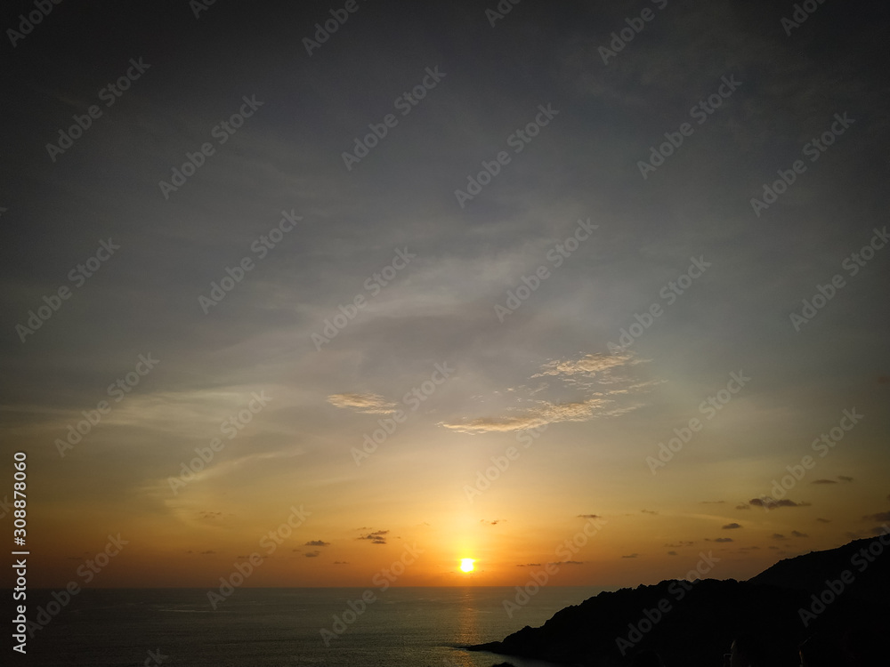 Beautiful sunset above the sea in Phuket island, Thailand