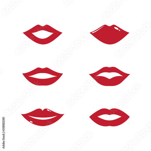 Set of Lips icon cosmetic logo vector