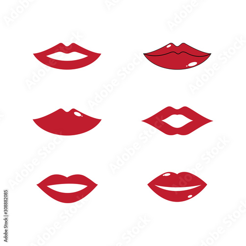 Set of Lips icon cosmetic logo vector