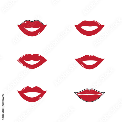 Set of Lips icon cosmetic logo vector