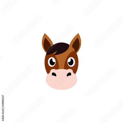 Horse-Cartoon horse head isolated from white background