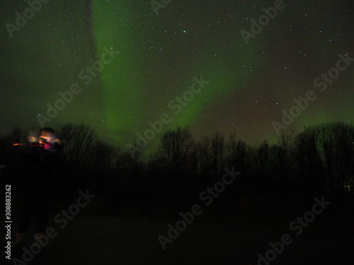 Beautiful northern lights on the sky