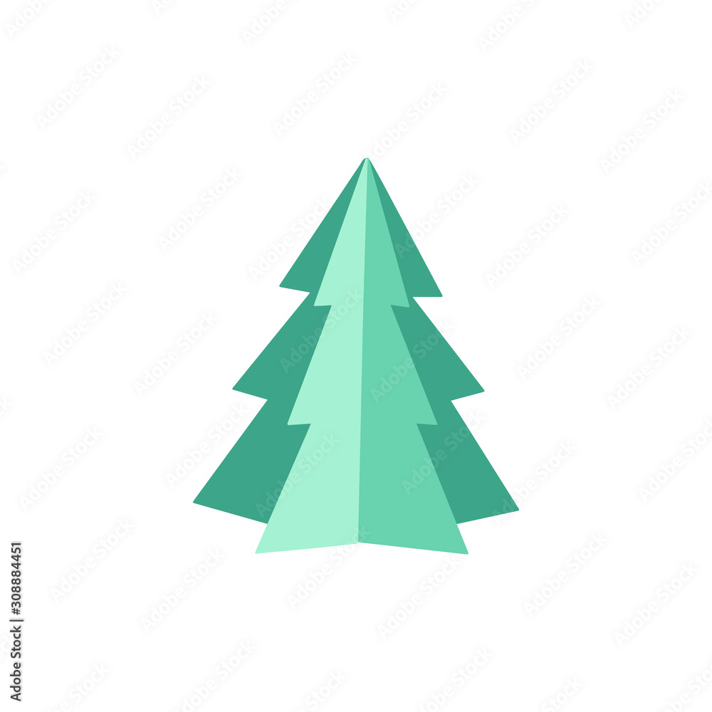 Paper Christmas tree. Perfect for Christmas cards, decorations, invitations, banners, labels, gift paper.