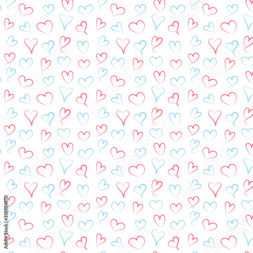 Red and blue heart pattern , happy valentines day background