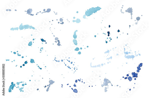 Watercolor blue Drop Splash Vector Hand drawn 