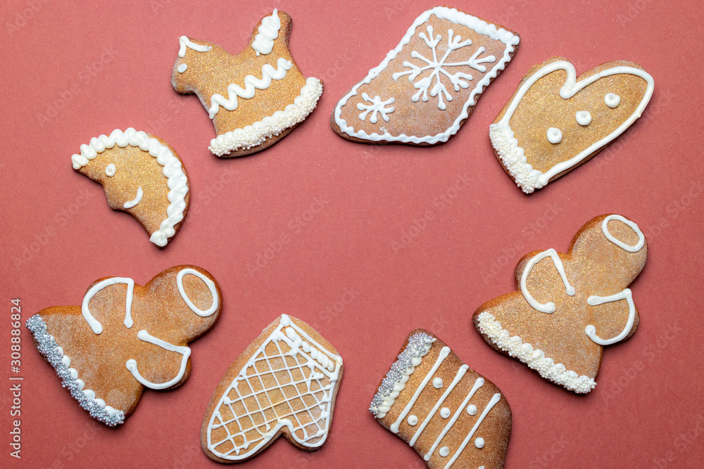 Gingerbread man. Xmas homemade Ginger, Honey cookies on dark background. Merry Christmas greeting card, banner. Winter holiday xmas theme. Happy New Year. Space for text Gingerbread man. Xmas homemade Ginger, Honey cookies on dark background. Merry Christmas greeting card, banner. Winter holiday xmas theme. Happy New Year. Space for text