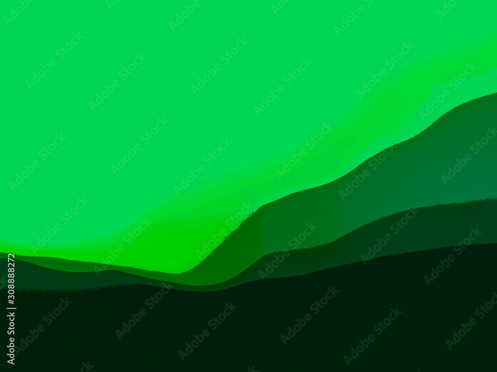 Obraz premium Graphic Image in green with toned mountain layers and sky.